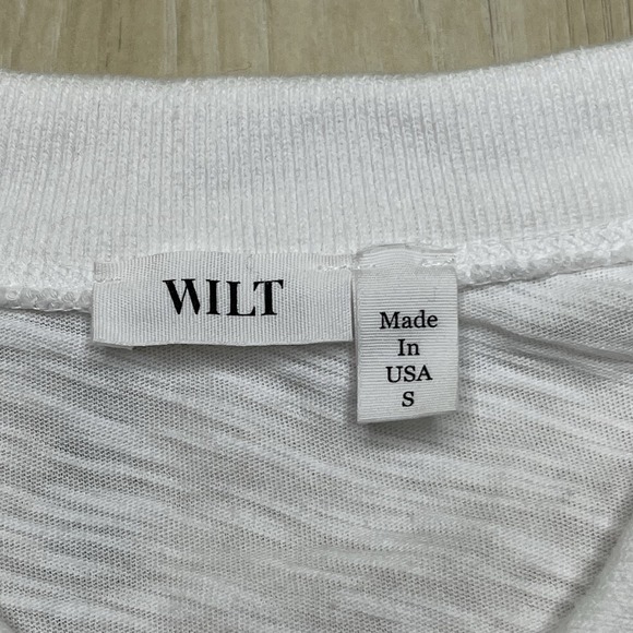 WILT Women's Asymmetrical Long Sleeve Pullover Cotton Top White Size Small USA - Picture 7 of 13